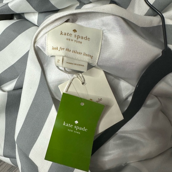 NWT Kate Spade Mariella Dress Grey Striped Beaded neckline 2 - Picture 7 of 7